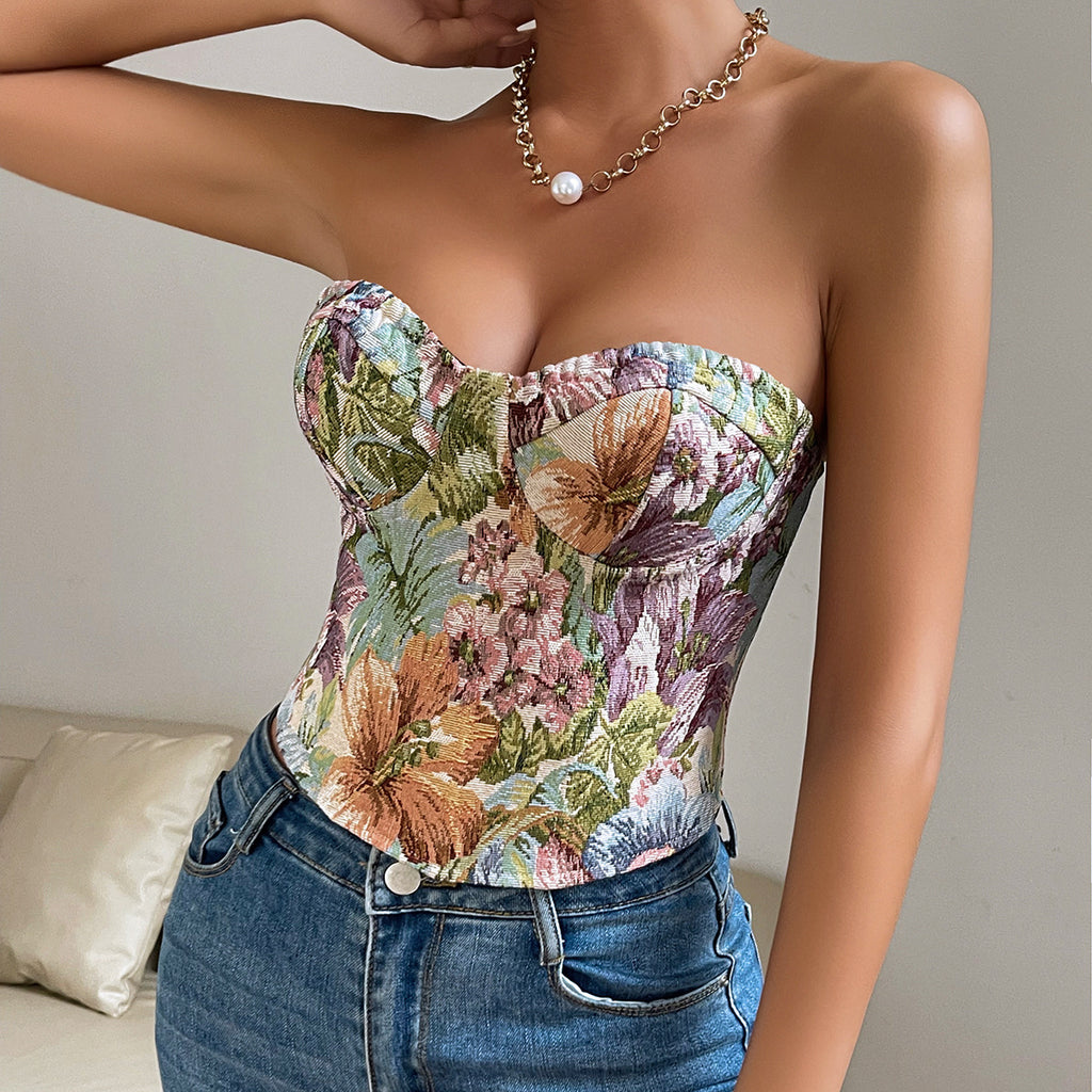Top cropped Y2K Floral